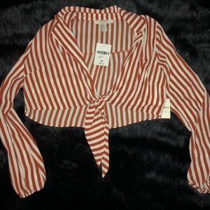 Orange long sleeve crop top